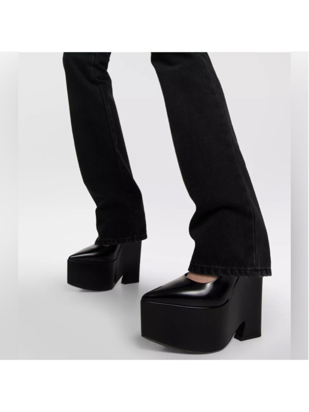 Versace Tempest Platform Pumps Black High Heels Leather Pointed Toe IT 39.5 - Picture 5 of 14